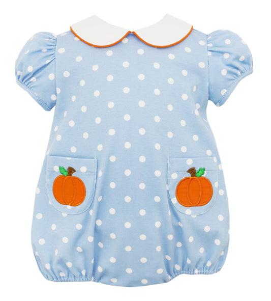 SR1894 Blue halloween pumpkin cute baby boy short sleeve romper