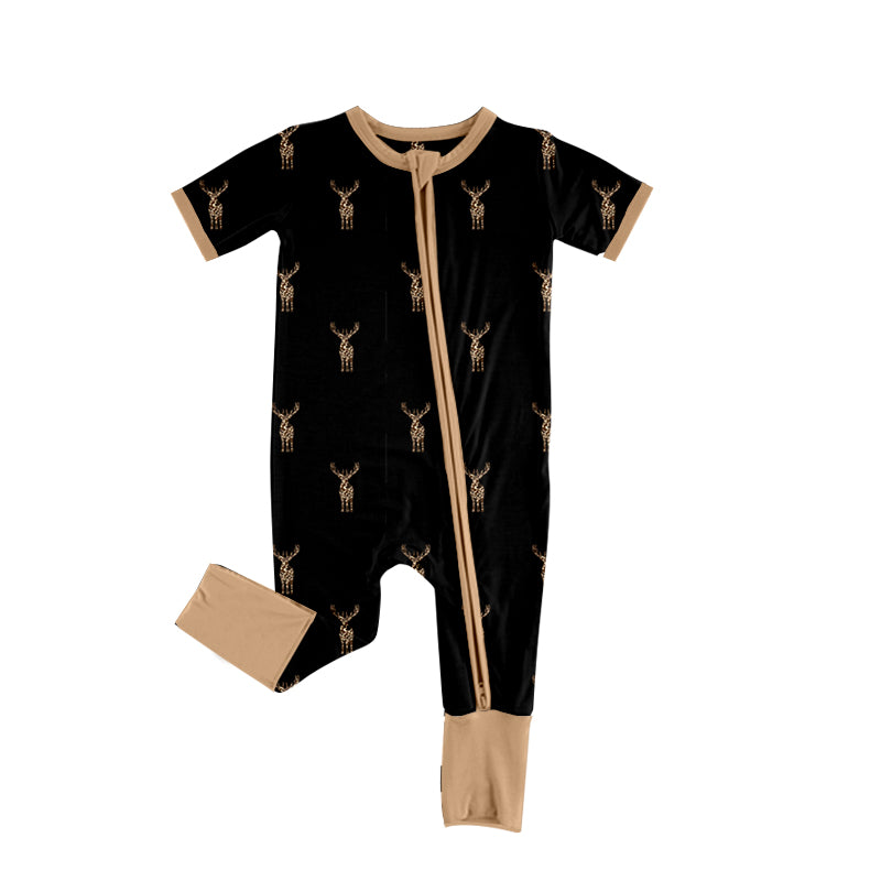 SR1896 black deer design short sleeve cute baby long sleeve kid rompers