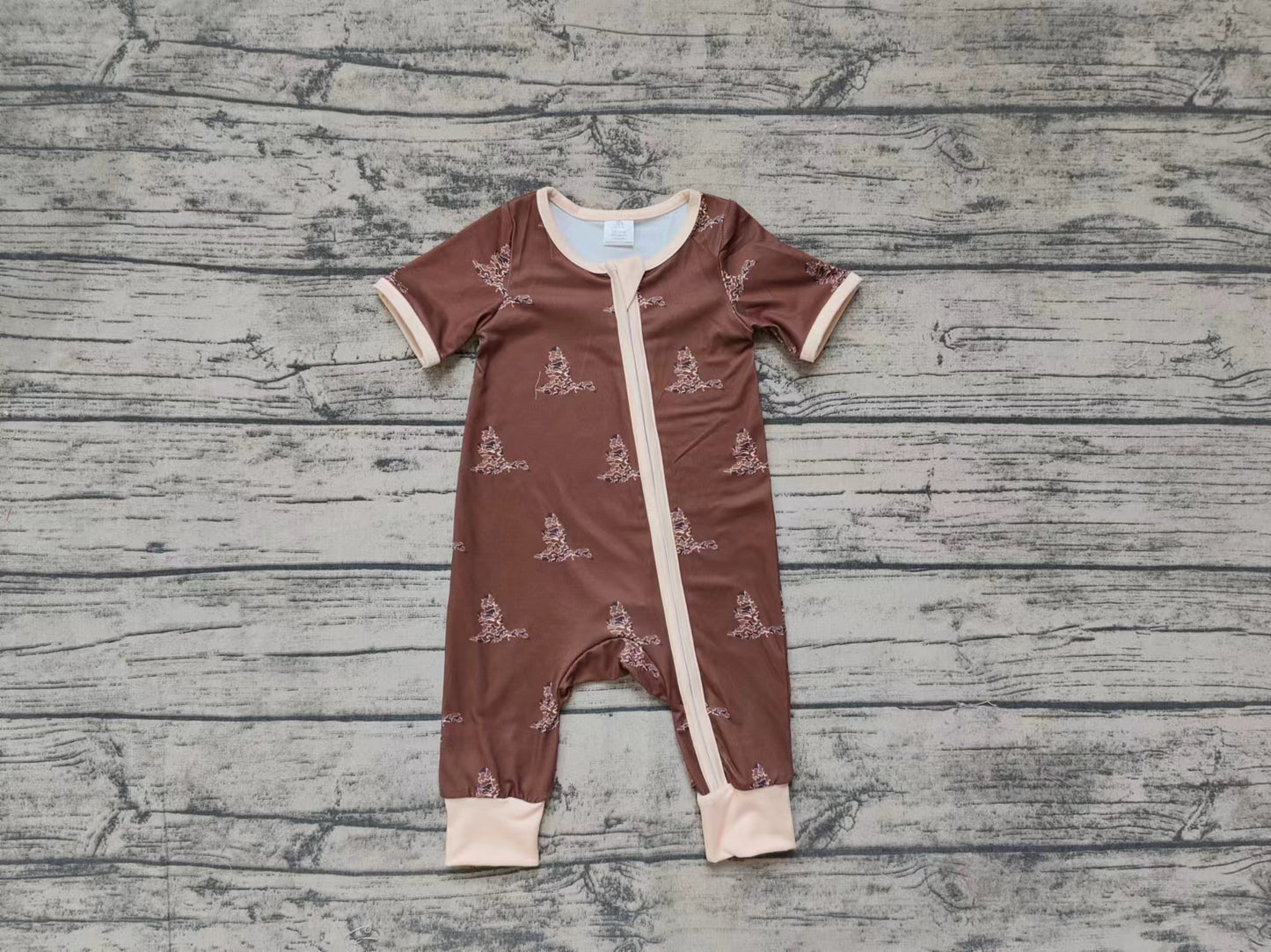 SR1898 brown short sleeve cute baby kid rompers