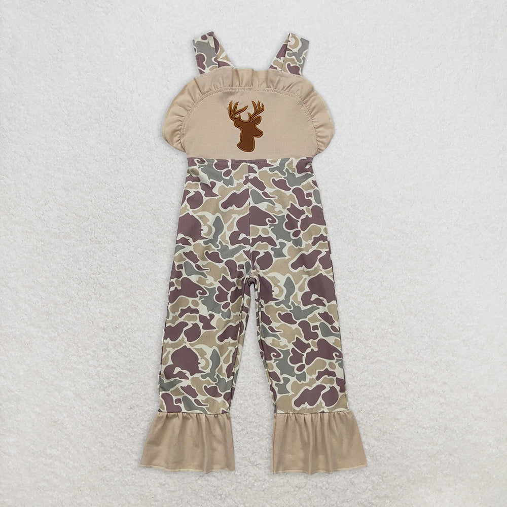 RTS NO MOQ Summer Baby Girls Bodysuit SR1914 Deer Ruffle Camo Pants Hunting Jumpsuits Rompers