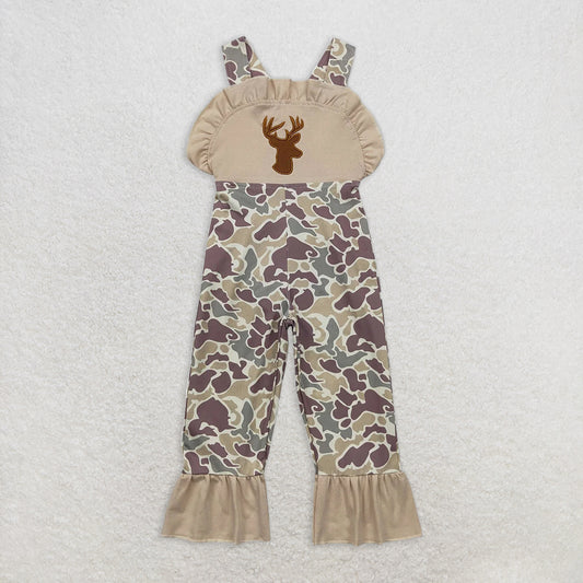 RTS NO MOQ Summer Baby Girls Bodysuit SR1914 Deer Ruffle Camo Pants Hunting Jumpsuits Rompers