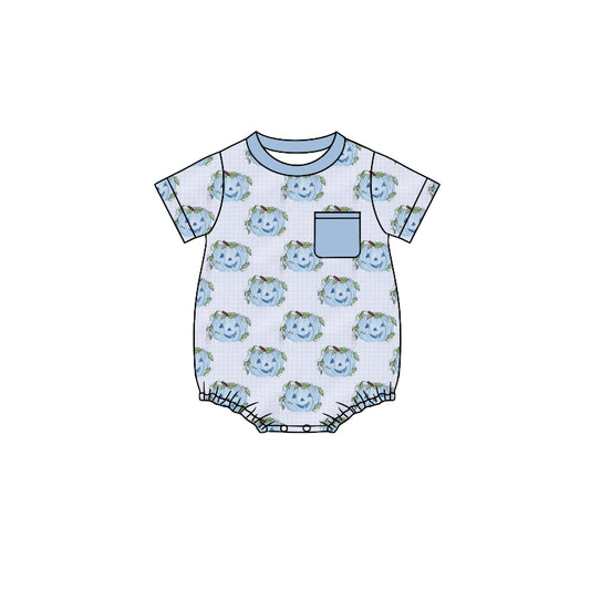 SR1963 Blue Pumpkin Cute Baby Toddler Short sleeve cute baby kid rompers