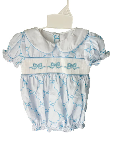 SR1969 Blue Bow Cute Baby Toddler Short sleeve cute baby kid romper