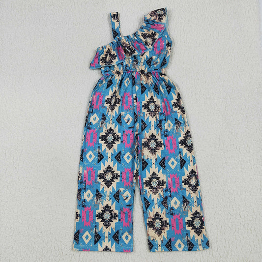 6.24 RTS NO MOQ Summer Baby Girls Bodysuit SR1977 Western Turquoise Aztec Straps Jumpsuits