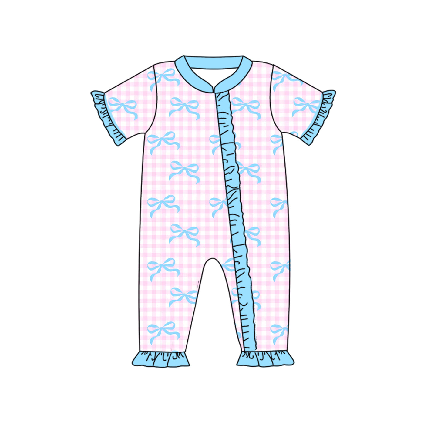 SR2026 Blue Bow Cute Baby Toddler Short sleeve infant baby kid rompers