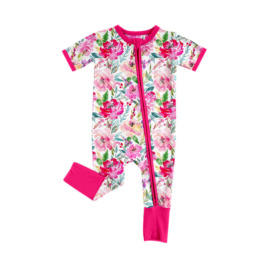 SR2093 Rose Red Baby Toddler Short sleeve baby kid rompers