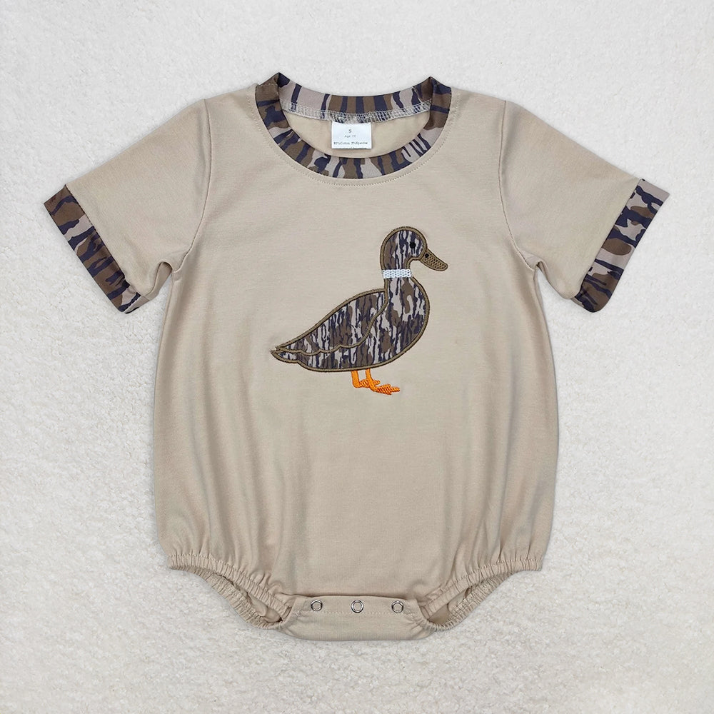 5.26 RTS NO MOQ Baby Boys Summer Bodysuit SR2392 Bottomland Camo Ducks Short Sleeve Rompers