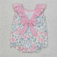 5.24 RTS NO MOQ Summer Sibling Baby Girls Pink Easter Rabbits Rompers Outfits Sets