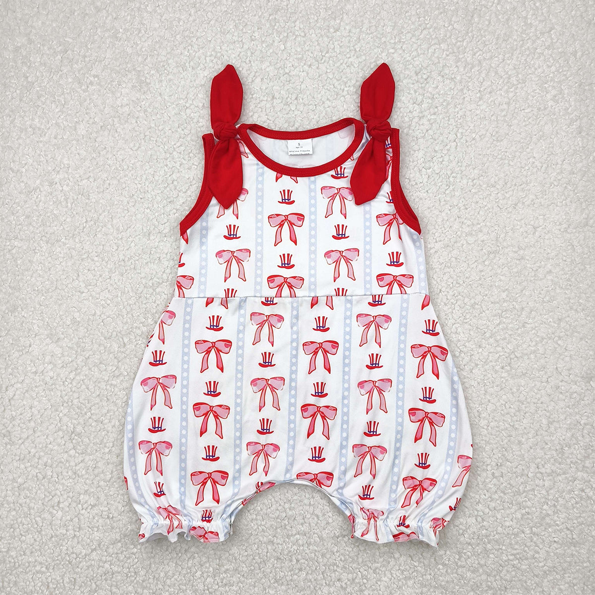 RTS NO MOQ Baby Girls Summer Bodysuit SR2765 4th Of July Bows Hats Rompers