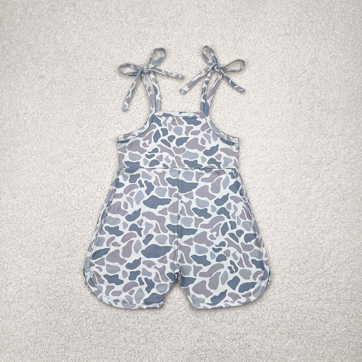 RTS NO MOQ Summer Baby Girls Bodysuit SR2827 Grey Camouflage Straps Jumpsuits