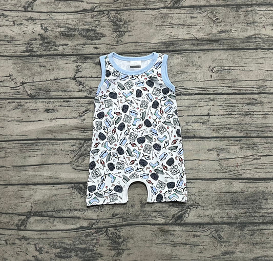 4.18 SR2900 Baby Infant Boys Sleeveless Fishes Rain Shoes Fishing Rompers Pre order