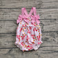 4.8 SR2933 Baby Infant Girls Pink Bows Strap Bows Strawberry Ruffle Rompers Pre order