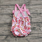 4.8 SR2933 Baby Infant Girls Pink Bows Strap Bows Strawberry Ruffle Rompers Pre order