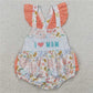 RTS NO MOQ Summer Sibling  Baby Girls Embroidery I LOVE MOM Rompers Summer Outfits
