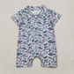 RTS NO MOQ Summer Sibling Baby Boys Grey Short Sleeves Camouflage Polo Shirt Button Rompers