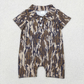 RTS NO MOQ Summer Sibling Baby Boys Short Sleeves Bottomland Camo Button Polo Shirts Top Rompers
