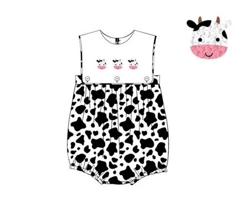 4.10 SR2987 Baby Infant Girls Sleeveless Cows Print Ruffle Rompers Pre order