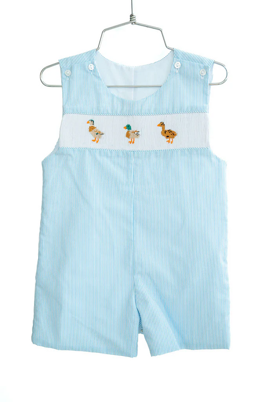 4.10 SR2991 Baby Infant Boys Blue Stripe Sleeveless Ducks Button Rompers Pre order