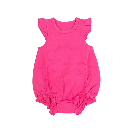 4.10 SR2999 Baby Infant Girls Hot Pink Flutter Sleeves Ruffle Rompers Pre order