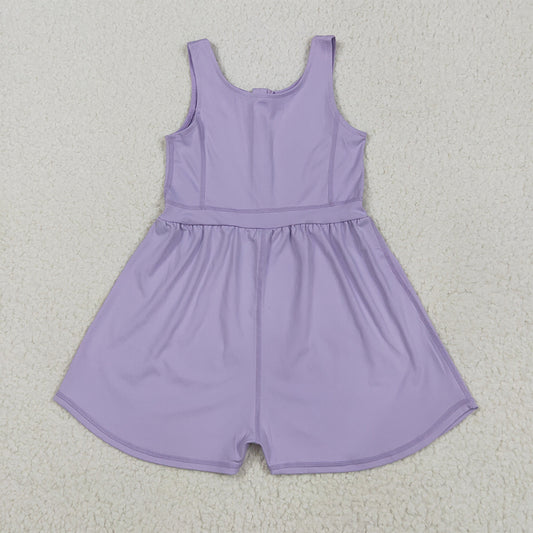 5.29 RTS NO MOQ Baby Girls Summer Bodysuit SR3020 Lavender Sleeveless Yoga Jumpsuits