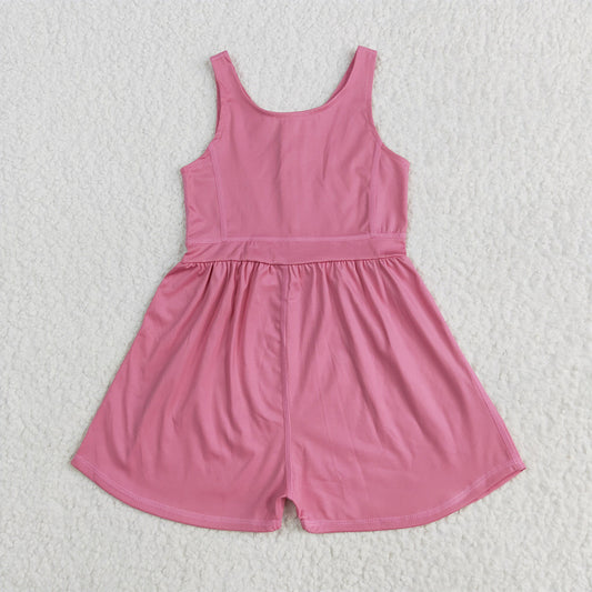 5.19 RTS NO MOQ Summer Baby Girls Bodysuit SR3024 Pink Sleeveless Yoga Jumpsuits