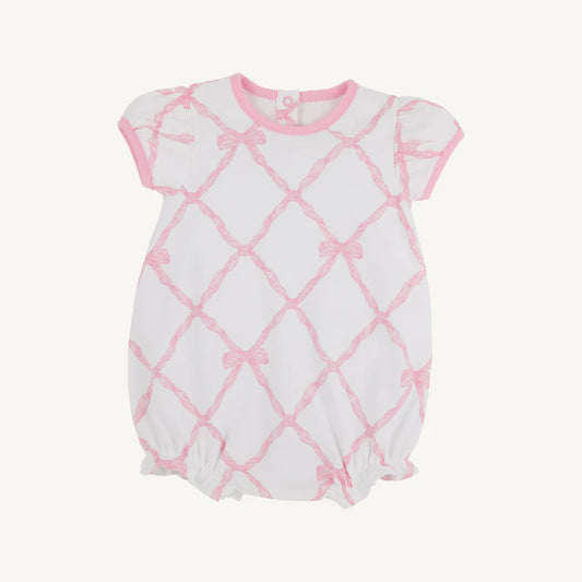4.7 SR3027 Baby Girls Short Ruffle Sleeves Peach Bows Plaid Ruffle Rompers Pre order