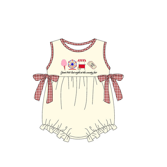 4.7 SR3037 Baby Girls Sleeveless Ice Cream Store Red Plaid Bows Ruffle Rompers Pre order