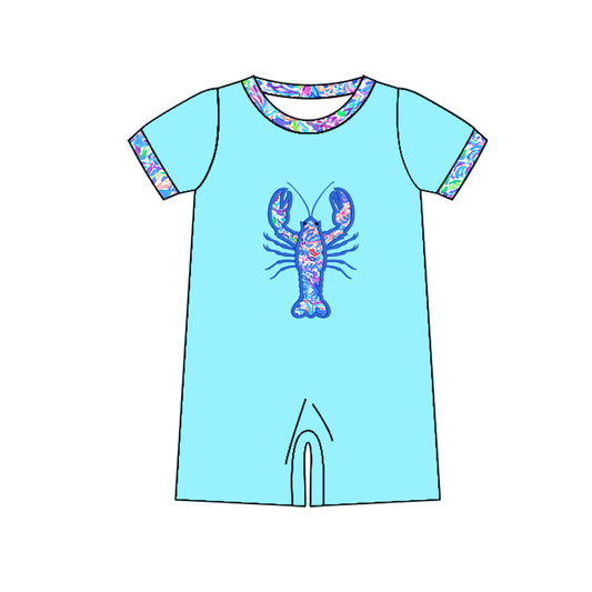 4.7 SR3044 Baby Boys Blue Short Sleeves Floral Crayfish Rompers Pre order