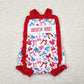 RTS NO MOQ Summer Sibling Baby Girls American Honey Bows 4th Of July Rompers Outfits