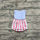 4.18 SR3049 Baby Boys Sleeveless Flags Red Stripe Stars 4th Of July Rompers Pre order