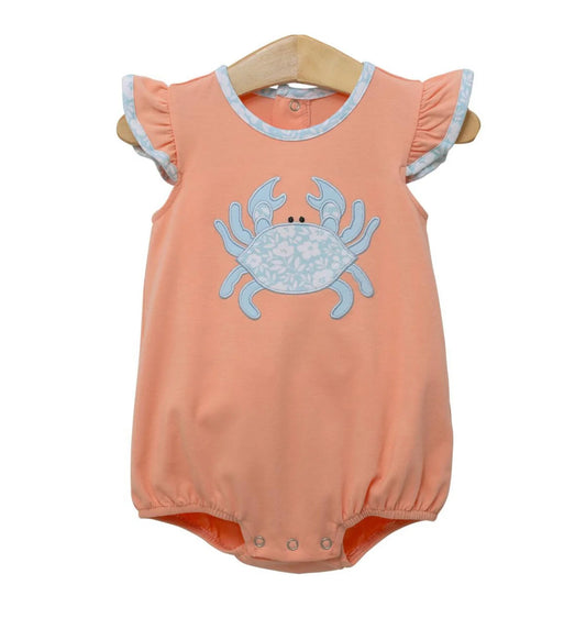 4.4 SR3057 Baby Girls Flutter Sleeves Crab Ruffle Rompers Pre order