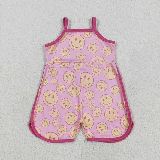 6.3 RTS NO MOQ Summer Baby Girls Bodysuit SR3083 Pink Strap Smiles Pockets Jumpsuits