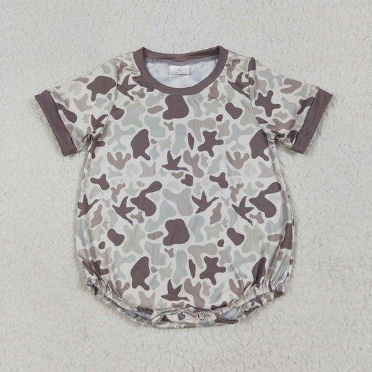7.1 RTS NO MOQ Baby Boys Summer Bodysuit SR3141 Short Sleeves Khaki Ducks Camo Rompers