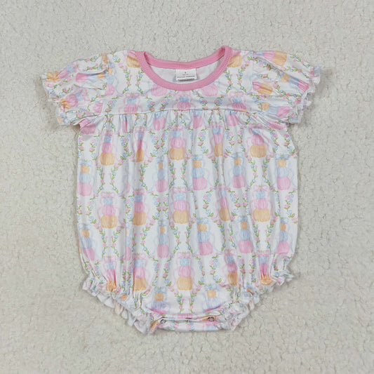 7.4 RTS NO MOQ Summer Baby Girls Bodysuit SR3151 Short Sleeves Pumpkins Bows Plaid Ruffle Rompers