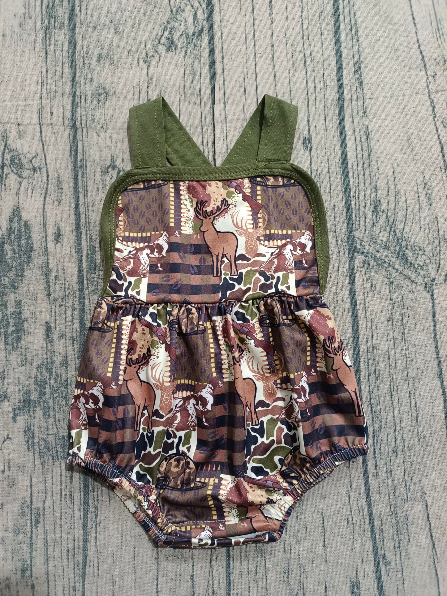 Baby Boys Infant Sleeveless Hunting Deer Hats Camo Bubble Romper RTS