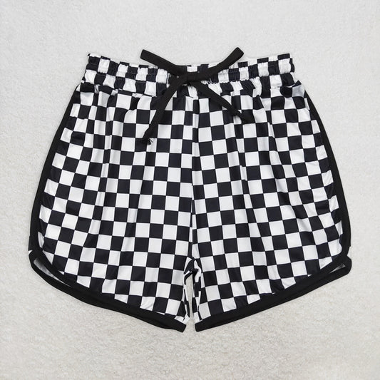 RTS NO MOQ Adult Women Summer Pants SS0279 Black Checkered Shorts Bottoms