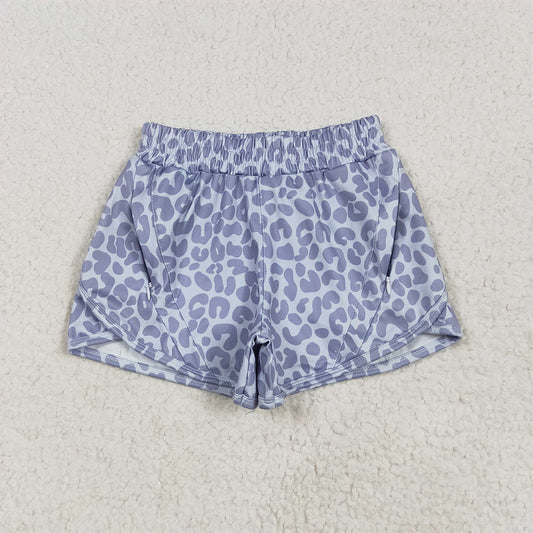 RTS NO MOQ Baby Girls Summer Pants SS0464 Gray Leopard Camo Yoga Shorts Bottoms