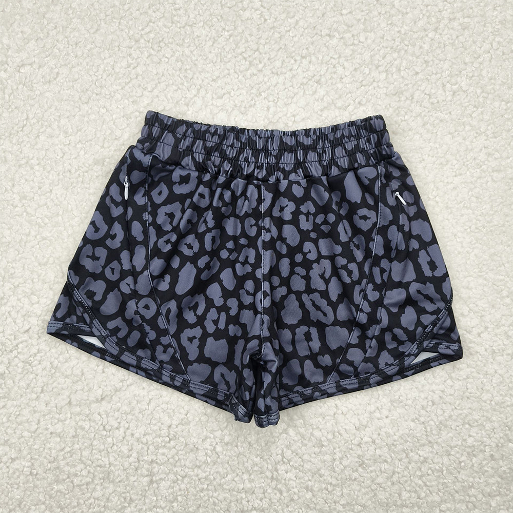 RTS NO MOQ Baby Girls Summer Pants SS0467 Black Leopard Yoga Shorts Bottoms