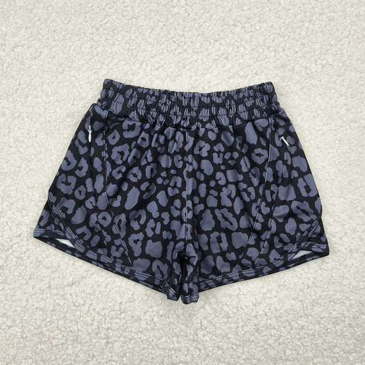 RTS NO MOQ Baby Girls Summer Pants SS0467 Black Leopard Yoga Shorts Bottoms