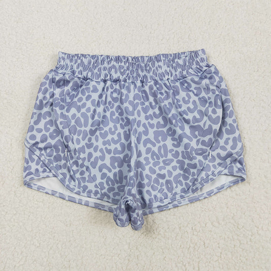 5.15 RTS NO MOQ Adult Women Summer Pants SS0468 Gray Leopard Yoga Shorts