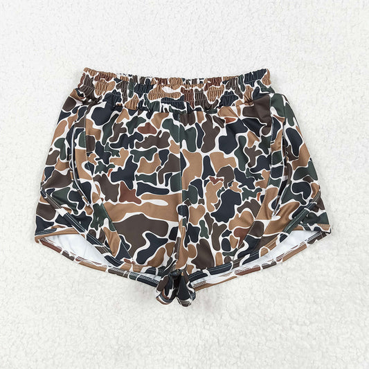 RTS NO MOQ Adult Women Summer Pants SS0469 Dark Brown Camo Yoga Shorts