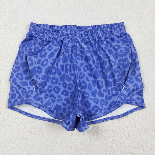 RTS NO MOQ Adult Women Summer Pants SS0470 Blue Leopard Yoga Summer Shorts