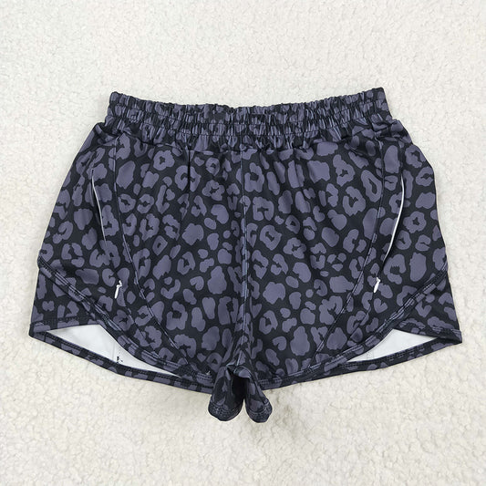 5.16 RTS NO MOQ Adult Women Summer Pants SS0471 Black Leopard Yoga Shorts