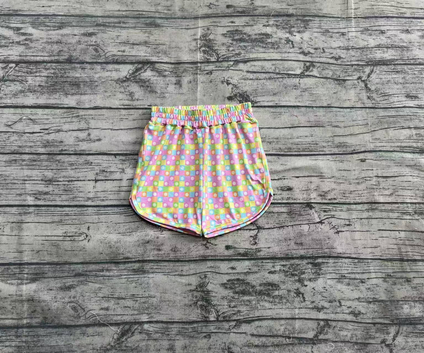 4.2 SS0474 Floral colorful plaid elastic waist kids girls summer shorts pre order