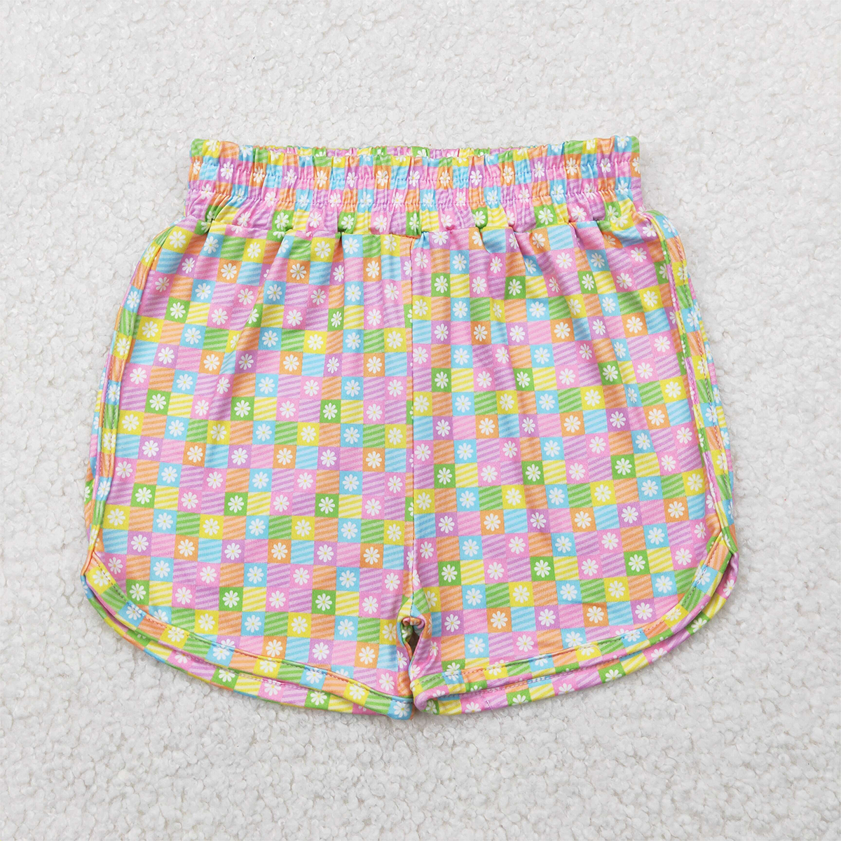 RTS NO MOQ Baby Girls Summer Pants SS0474 Pink Plaid Flowers Sport Shorts Bottoms
