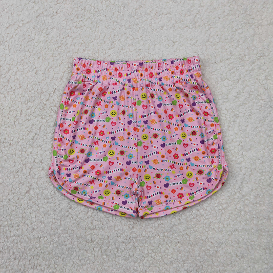RTS NO MOQ Baby Girls Summer Pants SS0484 Pink Floral Hearts Shorts Bottoms