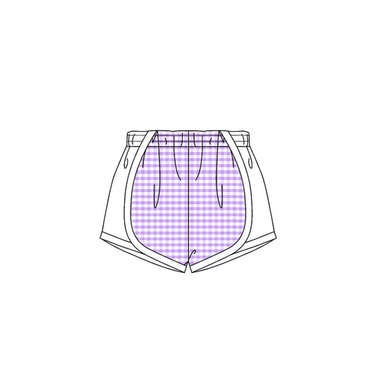 4.14 SS0495 Baby Girls White Lavender Plaid Shorts Bottoms Pre order