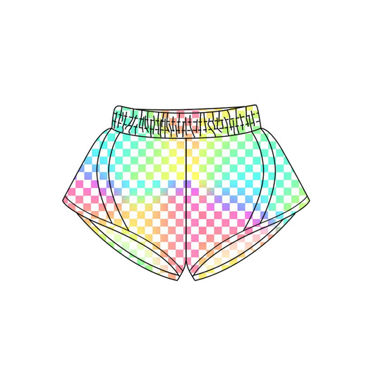 4.14 SS0500 Baby Girls Colorful Plaid Yoga Shorts Bottoms Pre order