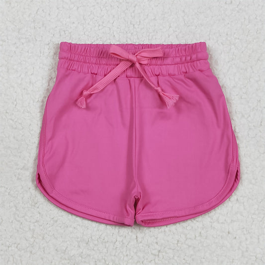 5.13 RTS NO MOQ Baby Girls Summer Pants SS0503 Hot Pink Elastic Waist Belt Yoga Shorts Bottoms