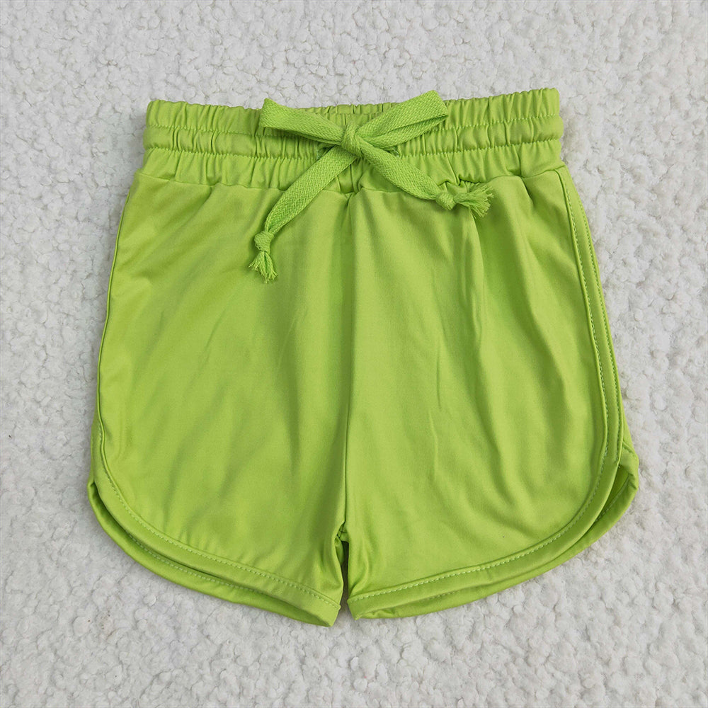 5.13 RTS NO MOQ Baby Girls Summer Pants SS0506 Lime Green Elastic Yoga Shorts Bottoms